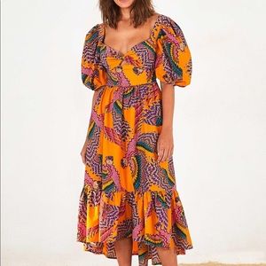 NWT FARM rio beaded macaw midi dress